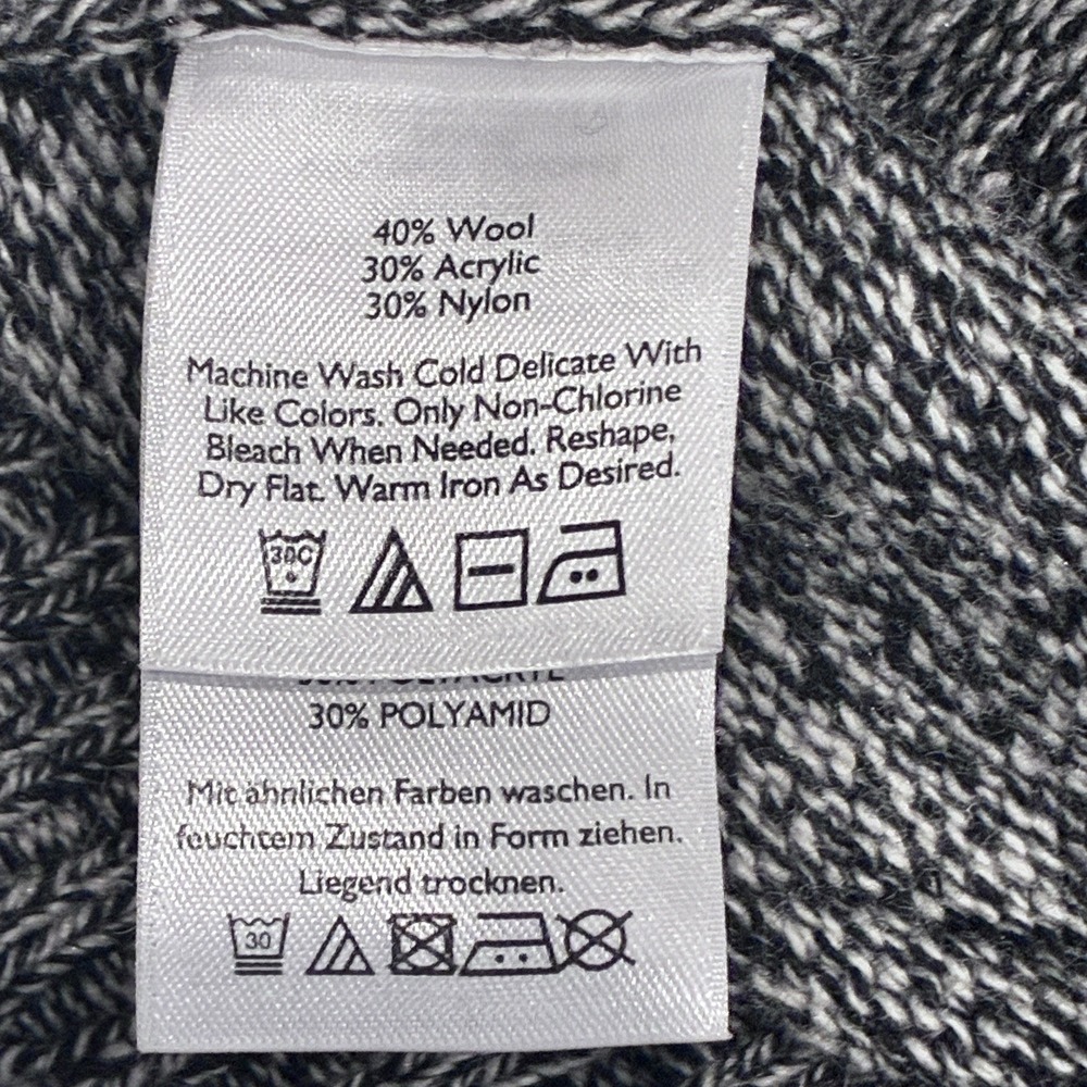 Eddie Bauer Mens Fisherman Cowl Neck Wool Blend Sweater Size M Black Marled Cozy - Picture 7 of 11